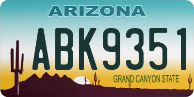 AZ license plate ABK9351