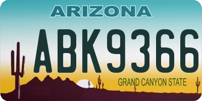 AZ license plate ABK9366