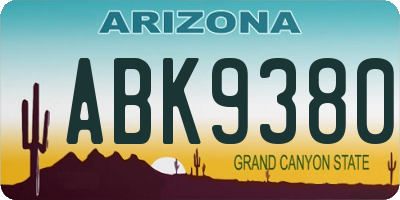 AZ license plate ABK9380