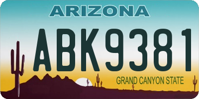 AZ license plate ABK9381