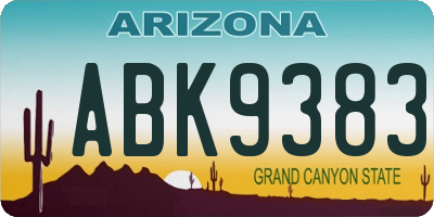 AZ license plate ABK9383