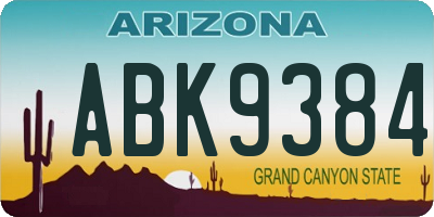 AZ license plate ABK9384