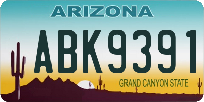 AZ license plate ABK9391