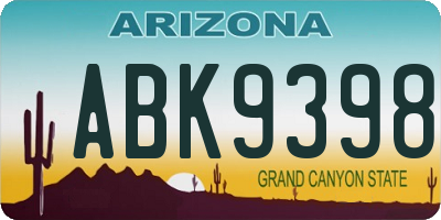 AZ license plate ABK9398