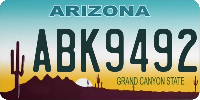 AZ license plate ABK9492
