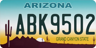AZ license plate ABK9502