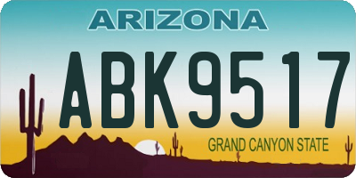 AZ license plate ABK9517