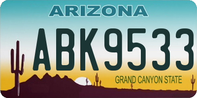 AZ license plate ABK9533