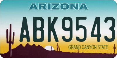 AZ license plate ABK9543