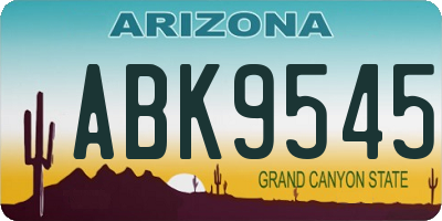 AZ license plate ABK9545