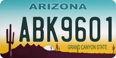 AZ license plate ABK9601