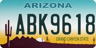 AZ license plate ABK9618