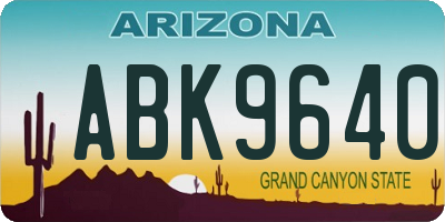 AZ license plate ABK9640