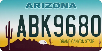 AZ license plate ABK9680