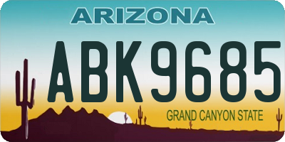 AZ license plate ABK9685