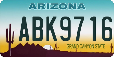 AZ license plate ABK9716