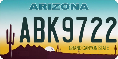 AZ license plate ABK9722