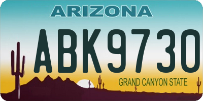 AZ license plate ABK9730
