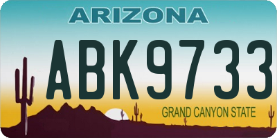 AZ license plate ABK9733