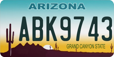AZ license plate ABK9743