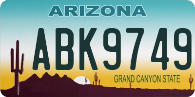 AZ license plate ABK9749