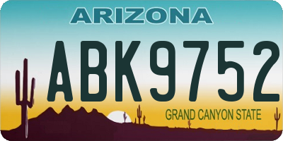 AZ license plate ABK9752