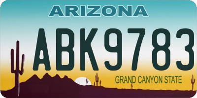 AZ license plate ABK9783