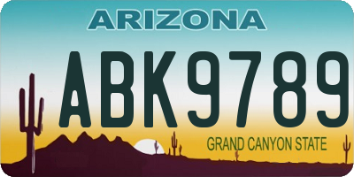 AZ license plate ABK9789