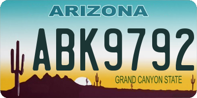 AZ license plate ABK9792