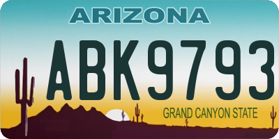AZ license plate ABK9793