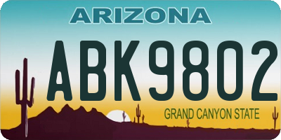 AZ license plate ABK9802