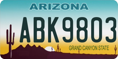 AZ license plate ABK9803
