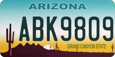 AZ license plate ABK9809