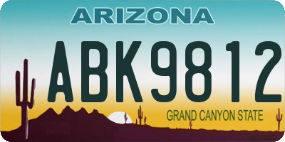 AZ license plate ABK9812