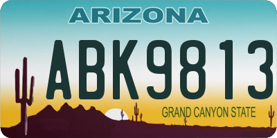 AZ license plate ABK9813