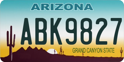 AZ license plate ABK9827