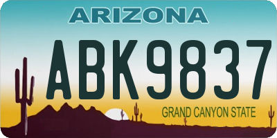 AZ license plate ABK9837