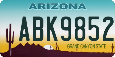 AZ license plate ABK9852