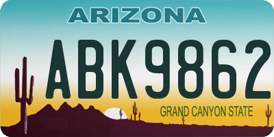 AZ license plate ABK9862