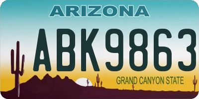 AZ license plate ABK9863
