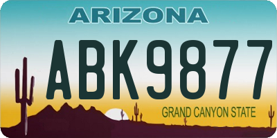 AZ license plate ABK9877