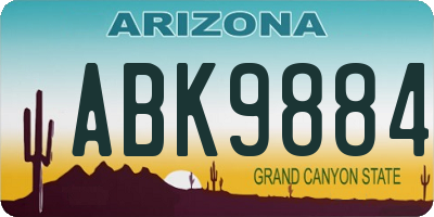 AZ license plate ABK9884