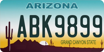 AZ license plate ABK9899