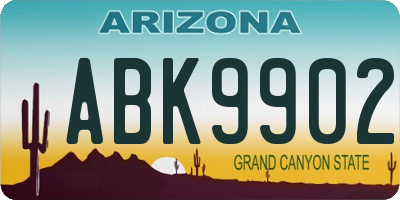 AZ license plate ABK9902