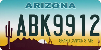 AZ license plate ABK9912