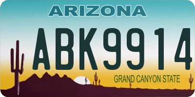AZ license plate ABK9914