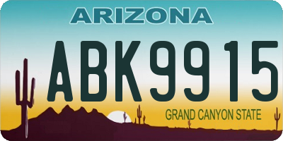 AZ license plate ABK9915