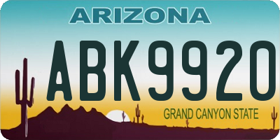 AZ license plate ABK9920