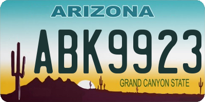 AZ license plate ABK9923