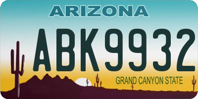 AZ license plate ABK9932